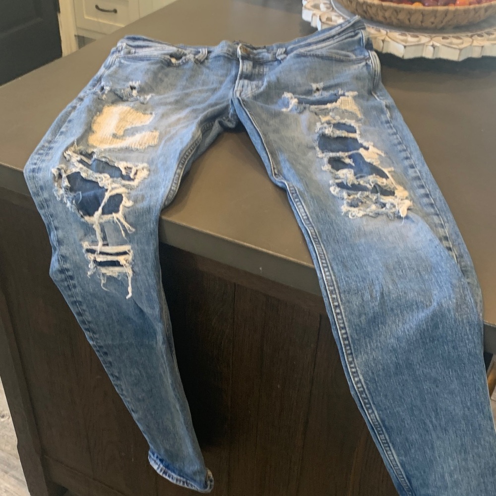 Hudson Jeans Men's Skinny Jeans - Distressed Blue - Picture 8 of 9